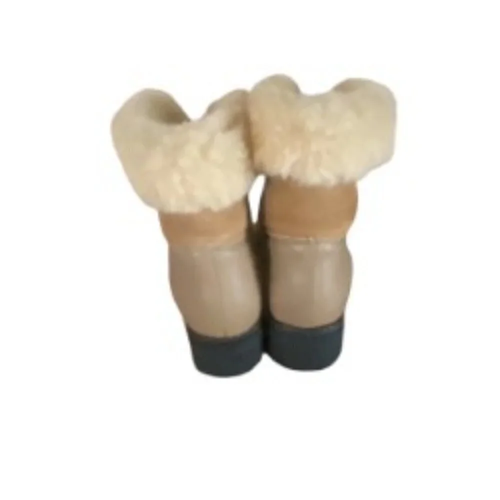 Sorel Taupe Zipper Front Fur Lined Booties 6